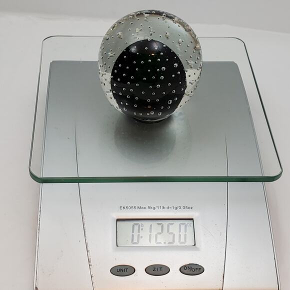 Vintage Control Bubbles Round Pacific Japan Paperweight Clear Green 2.75" - Picture 10 of 10